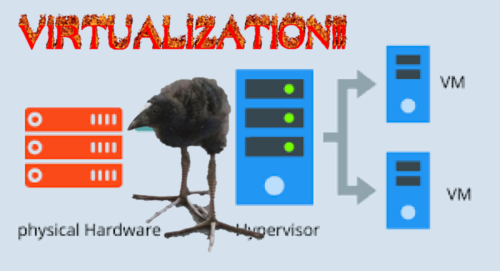 that stupid fucking damnation bird over an image of virtualization